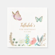 Butterfly Garden Girl Birthday Party Napkins