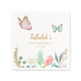 Butterfly Garden Girl Birthday Party Napkins