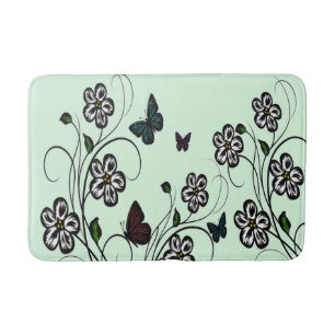 Butterfly Garden Green  Bath Mat