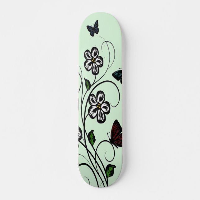 Butterfly Garden Green  Skateboard (Front)