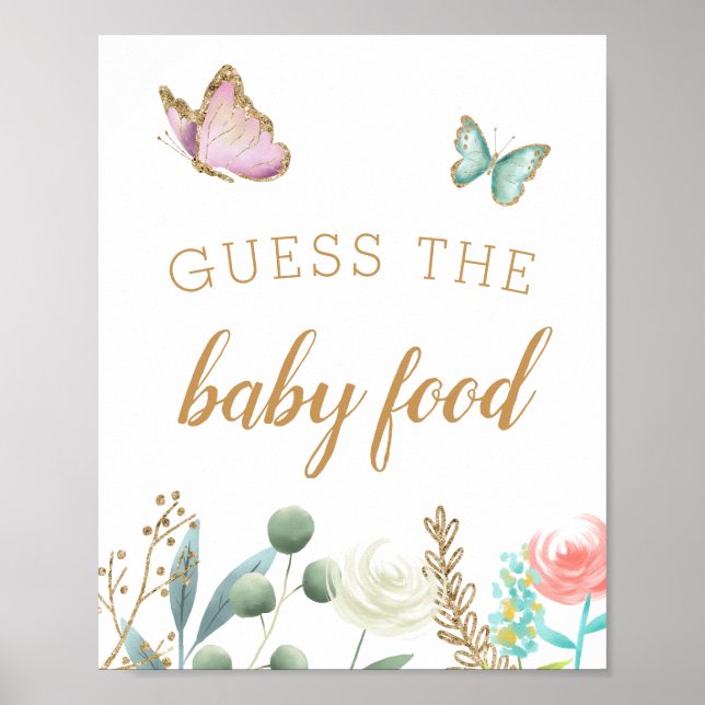 Butterfly Garden Guess The Baby Food Sign (Front)