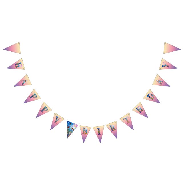 Butterfly Garden Happy Birthday Bunting Flags (All)