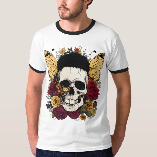 Butterfly Garden Harmony – Nature-Inspired Floral  T-Shirt (Front)