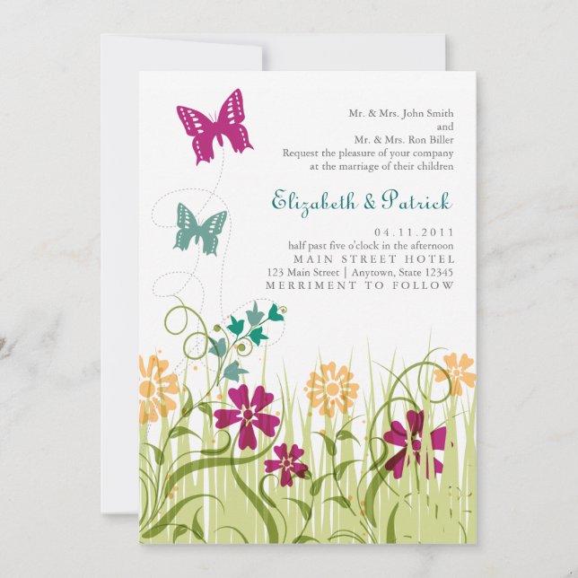 Butterfly Garden in Jewel Tones Invitation (Front)