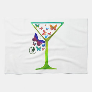 Butterfly Garden Martini Pop Art Kitchen Towel