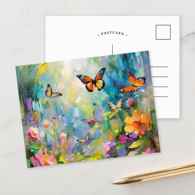 Butterfly Garden Modern Abstract Painting Postcard (Creator Uploaded)