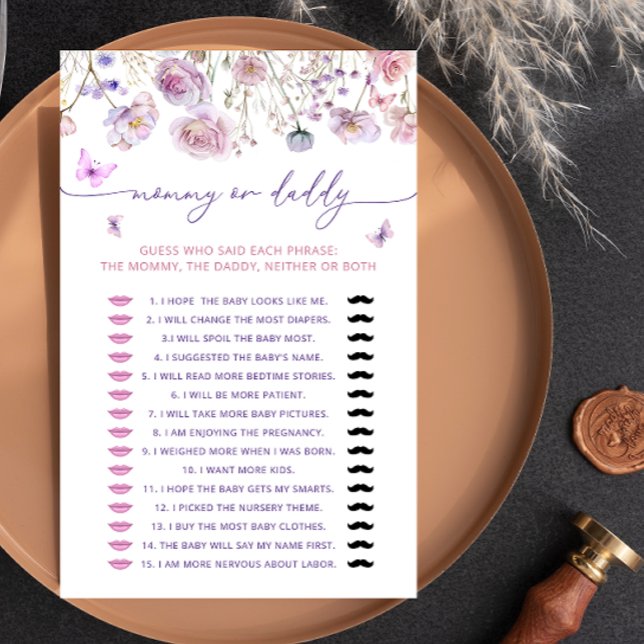 Butterfly Garden Mommy or Daddy Baby Shower Game (Creator Uploaded)