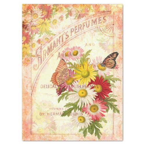 Butterfly Garden of Daisies Decoupage  Tissue Pape Tissue Paper