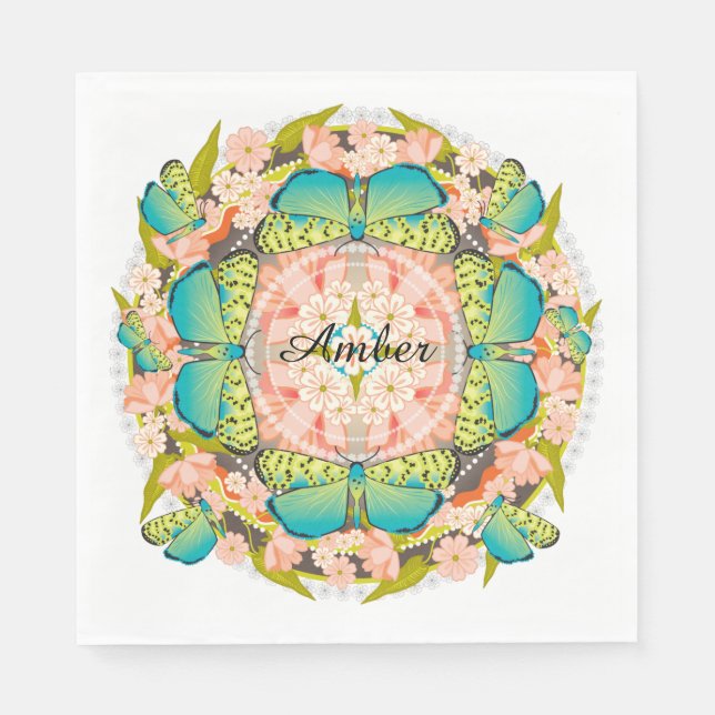 Butterfly Garden Paper Napkins (Front)