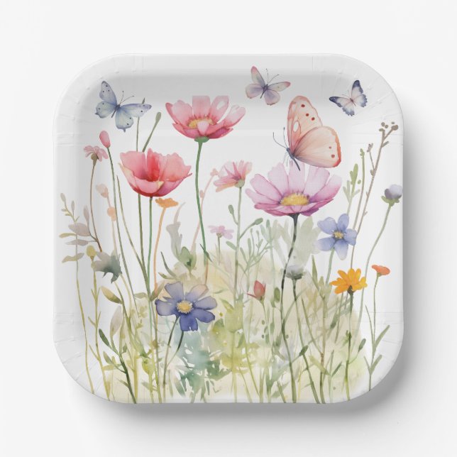 Butterfly Garden Paper Plates 7 inch (Front)