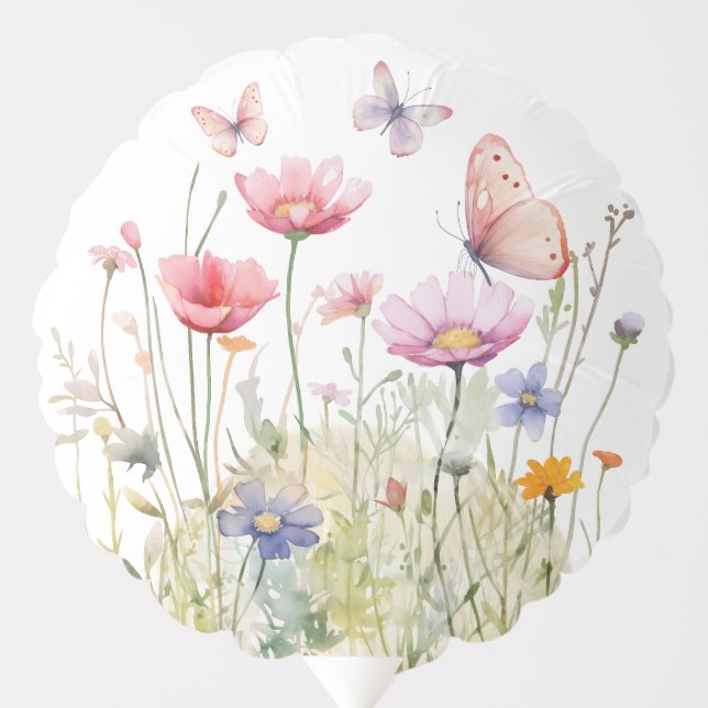 Butterfly Garden Party Balloons for Baby Shower (Front)