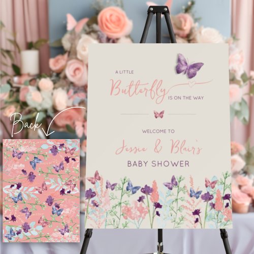 Butterfly Garden Pastel Couple Baby Shower Welcome Foam Board