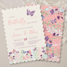 Butterfly Garden Pastel Peach Lavender Baby Shower