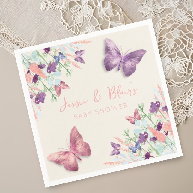 Butterfly Garden Pastel Wildflower Baby Shower  Napkins (Creator Uploaded)
