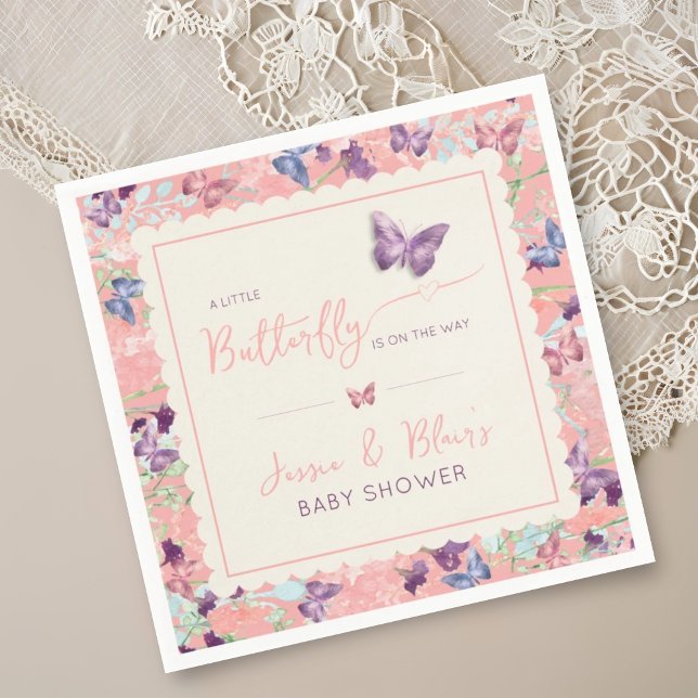 Butterfly Garden Pastel Wildflower Baby Shower  Napkins (Creator Uploaded)