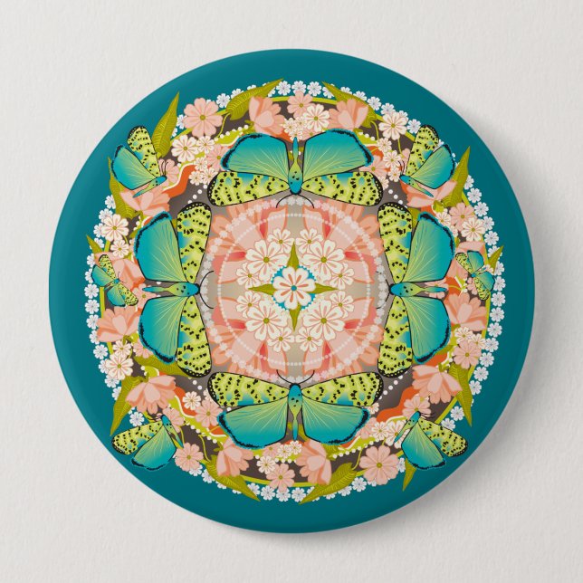 Butterfly Garden Pinback Button (Front)