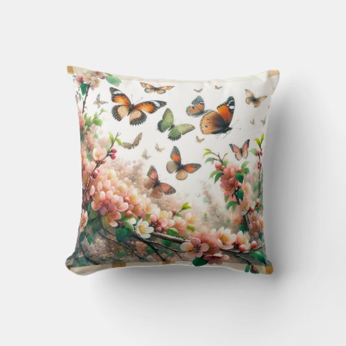 Butterfly Garden REF243 _ Watercolor Throw Pillow