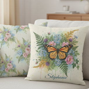 Butterfly Garden – Romantic Birthday Gift for Her Throw Pillow