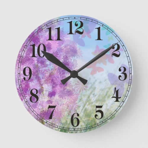 Butterfly Garden Round Wall Clock