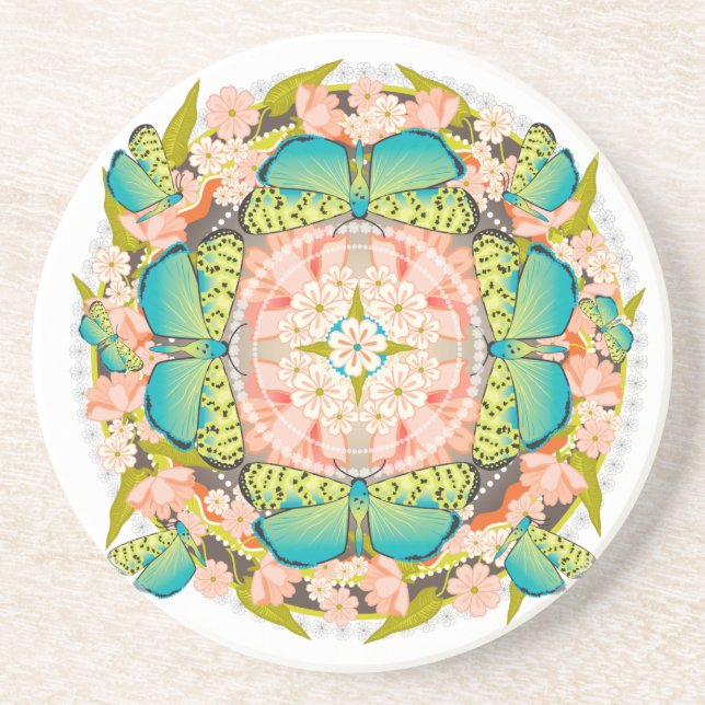 Butterfly Garden Sandstone Coaster (Front)