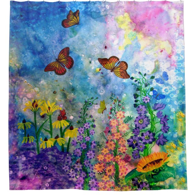 Butterfly Garden Shower Curtain (Front)