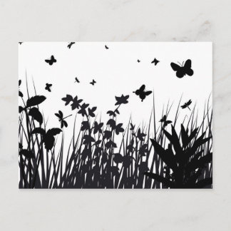 Butterfly Garden Silhouette Postcard