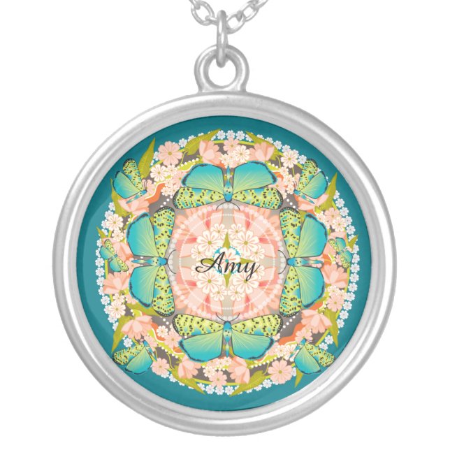 Butterfly Garden Silver Plated Necklace (Front)