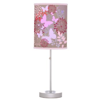 Butterfly Garden Spring Flower Design Table Lamp by PrettyPatternsGifts at Zazzle