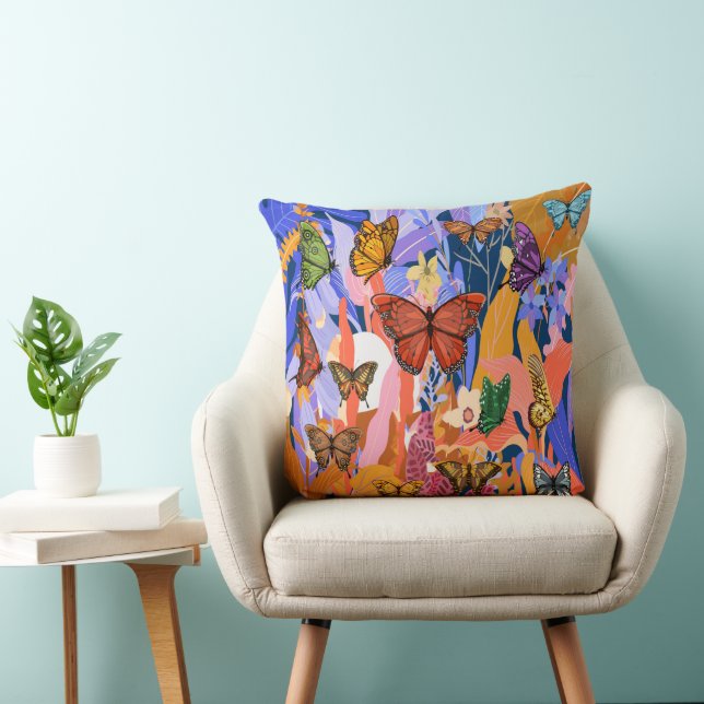 Butterfly Garden Throw Pillow (Chair)