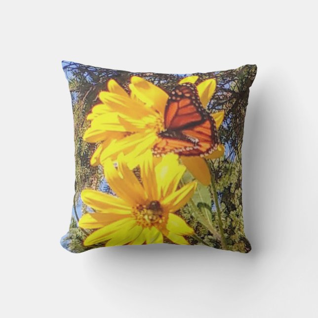 Butterfly Garden Throw Pillow (Front)