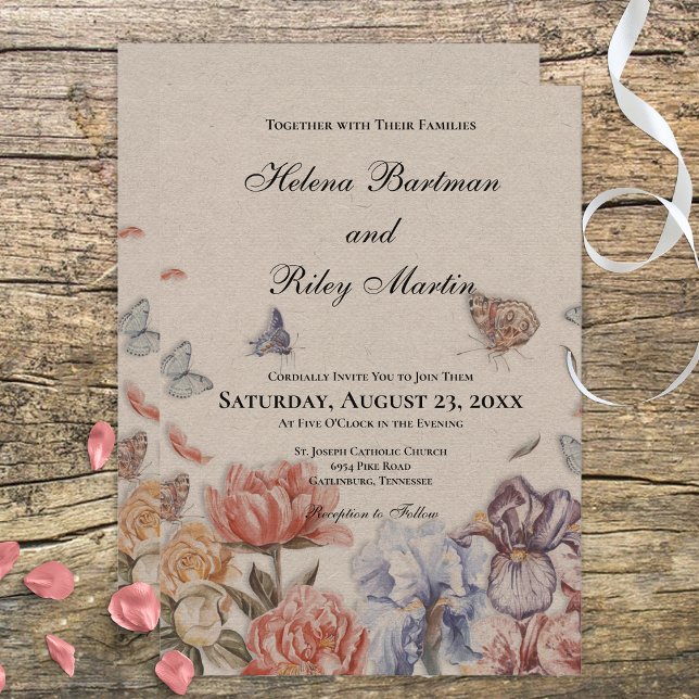 Butterfly Garden Vintage Wedding Invitation (Creator Uploaded)