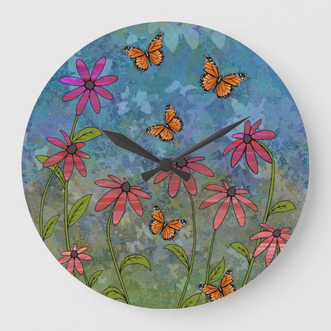 "butterfly garden" wall clock (Front)