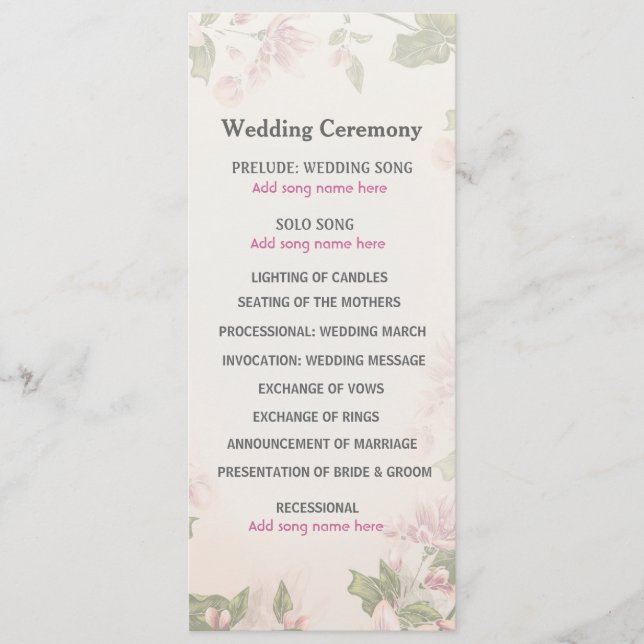 Butterfly Garden Wedding Program (Front)