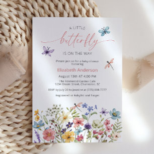 Butterfly Garden Wildflower Girl Baby Shower Invitation