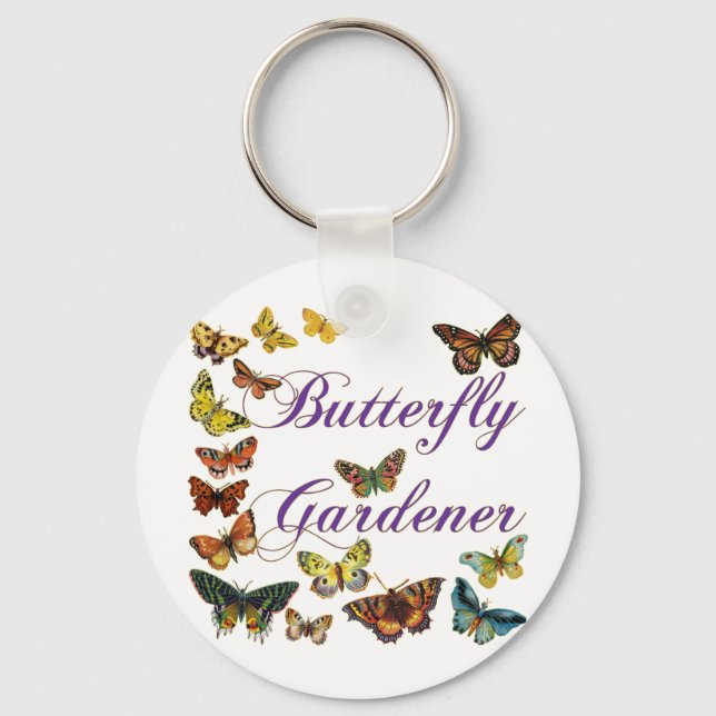 Butterfly Gardener Saying Keychain (Front)