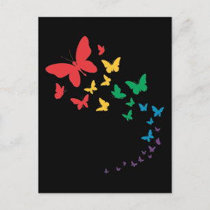 Butterfly gay pride lgbt rainbow colorful flag postcard