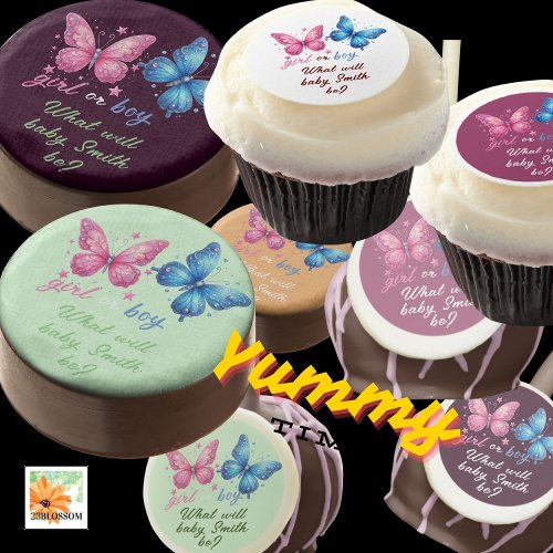 butterfly Gender Reveal Party summer in garden Edible Frosting Rounds