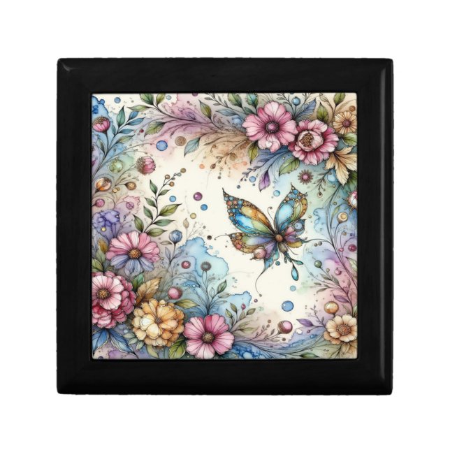 Butterfly Gift Box with Flowers (Front)