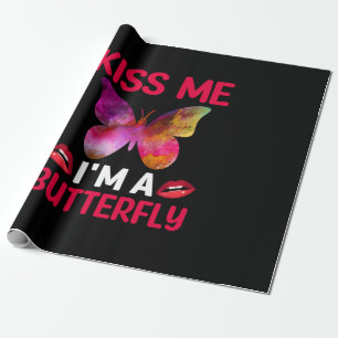 Butterfly Gift Kiss Me I Am A Butterfly Wrapping Paper