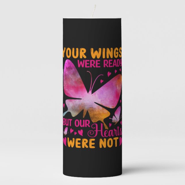 Butterfly Gift | Our Wings Were Ready Pillar Candle (Front)