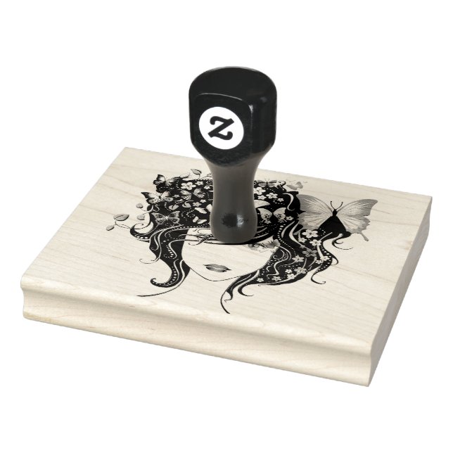 Butterfly Girl 1A Rubber Stamp (Stamp)
