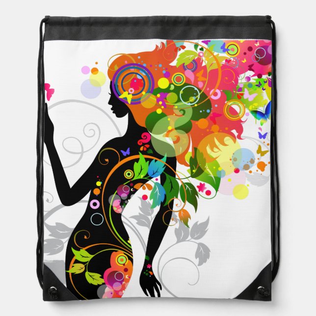 Butterfly Girl 4A Drawstring Backpack (Front)