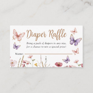 Butterfly Girl Baby Shower Floral Diaper Raffle Enclosure Card