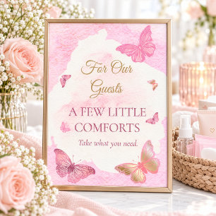 Butterfly Girl Baby Shower Guest Basket Sign