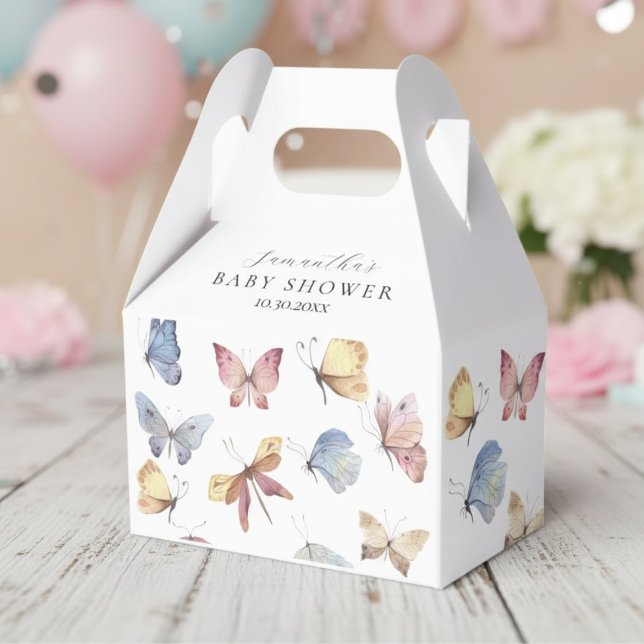 Butterfly Girl Baby Shower Paper Cup Favor Boxes (Butterfly Favor Box)