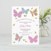Butterfly, Girl Baby Shower Themes, Invitation (Standing Front)