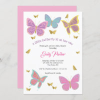 Butterfly, Girl Baby Shower Themes, Invitation