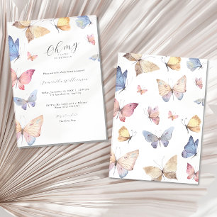 Butterfly Girl Baby Shower Watercolor Invitation