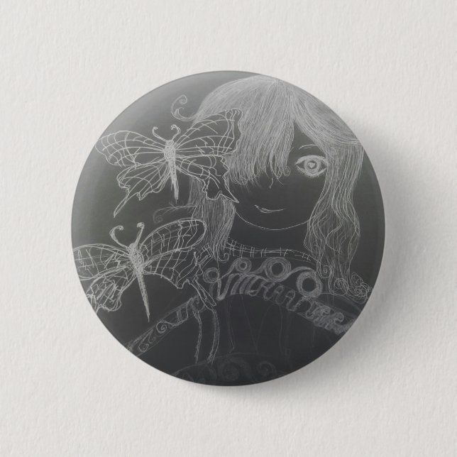 butterfly girl  button (Front)