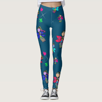 Butterfly Girl Cute Drawing Leggings